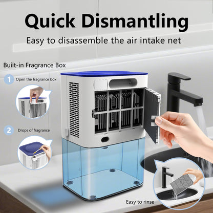 MTOX Dehumidifier, 3L/105oz Water Tank, 1100ml/Day, Dehumidifier for Bathroom Bedroom Basement RV, Quiet 28dB Sleep Mode, Auto Shut-Off, Auto Defrost, 7-Color LED Light, Digital Display (Blue White)