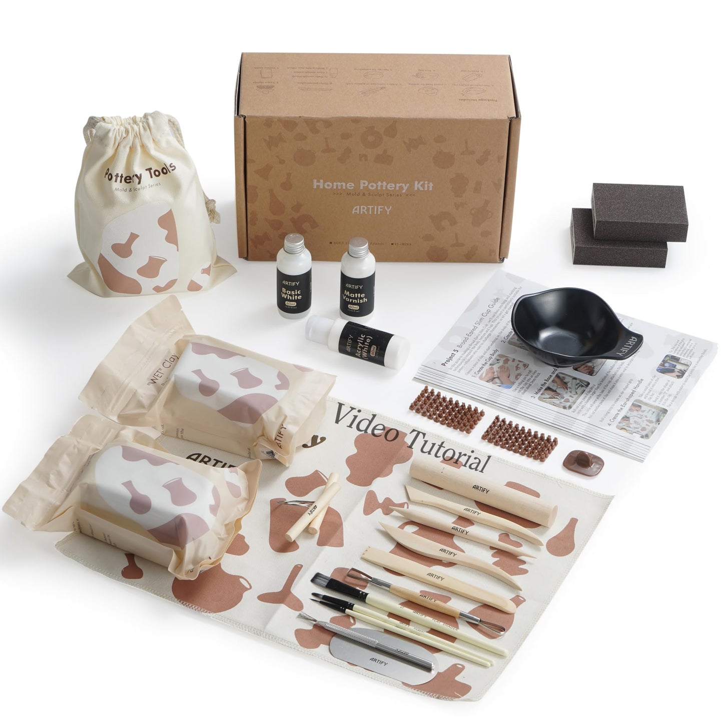 ARTIFY Air Dry Clay Kit for Adults, DIY Pottery Craft Airdry Tool Kit at Home, Art Hobby Clay Sculpting Modeling Making, Date Night Couples Family Beginners Valentines Day Gifts