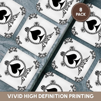 3dRose Ace of Spade Playing Cards, White and Black - Soft Coasters, Set of 8