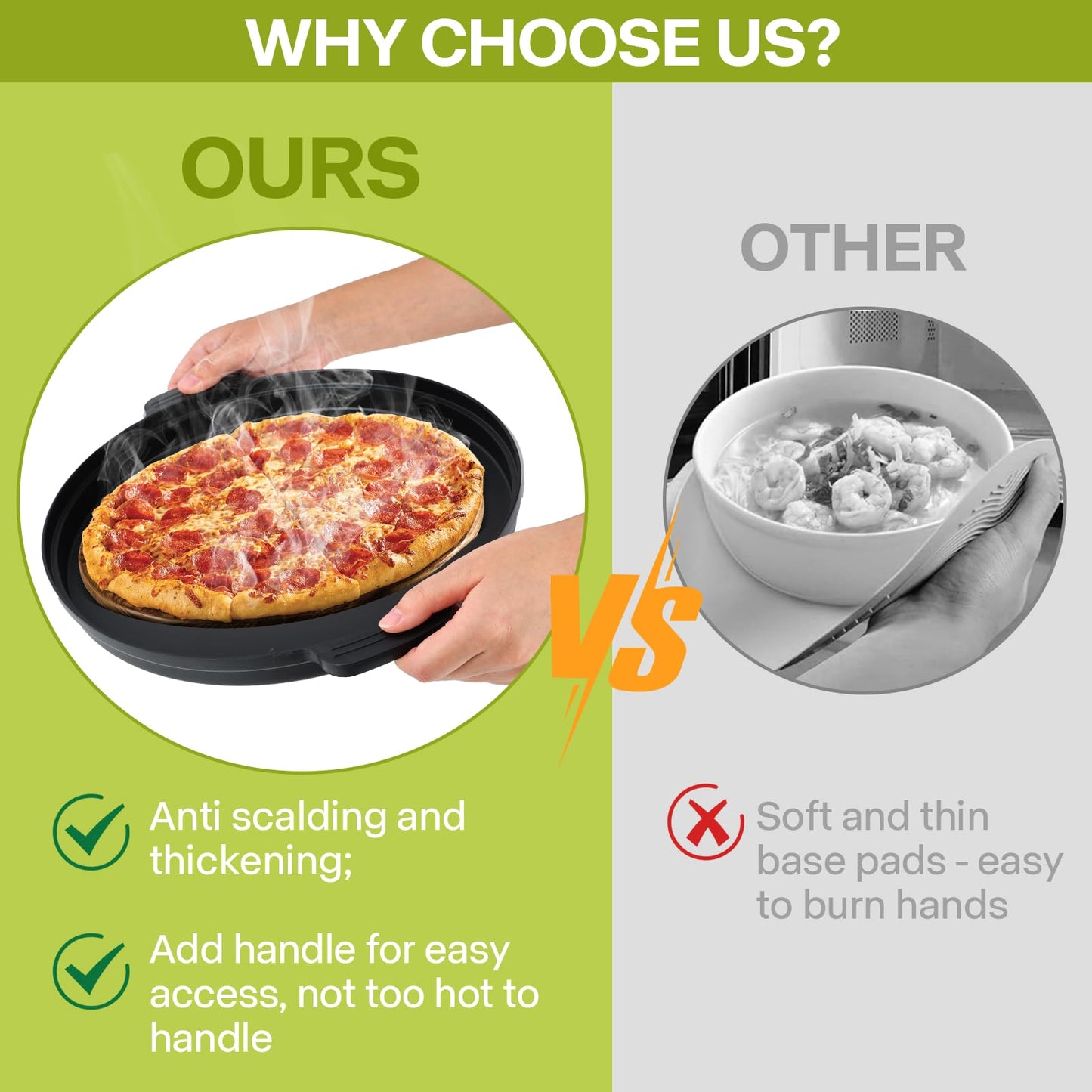 Microwave Splatter Cover for Food with Anti-scald Base Plate,Large Plastic & Silicone Vented Avoid Scalding Collapsible Guard Lid, Plate Holder & Kitchen Colander for Meal Prep-10.7 Inch (gray)