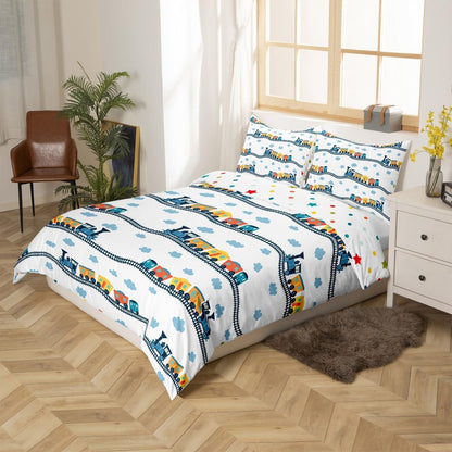 Sets Set 3pcs Erosebridal Cute Steam Engine Bed for Kids Toddlers Kawaii Train Comforter Cover Construction Vehicles