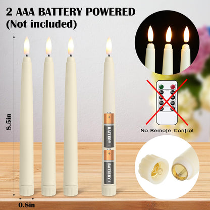 Baquler 24 Pcs Flameless Taper Candles LED Taper Candles Flickering Bulk Ivory LED Candlestick for Easter Wedding Church Halloween Christmas Party Decor Table Centerpiece, 8.5 in, No Batteries