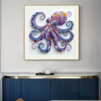 SHICERNHJ 5D Diamond Painting Kits for Beginners,Animal Special Shape Diamond Art Kits for Purple Octopus DIY Crystal Rhinestones Paint By Diamonds and Crafts for Adults Home Wall Decor 12 X 12inch