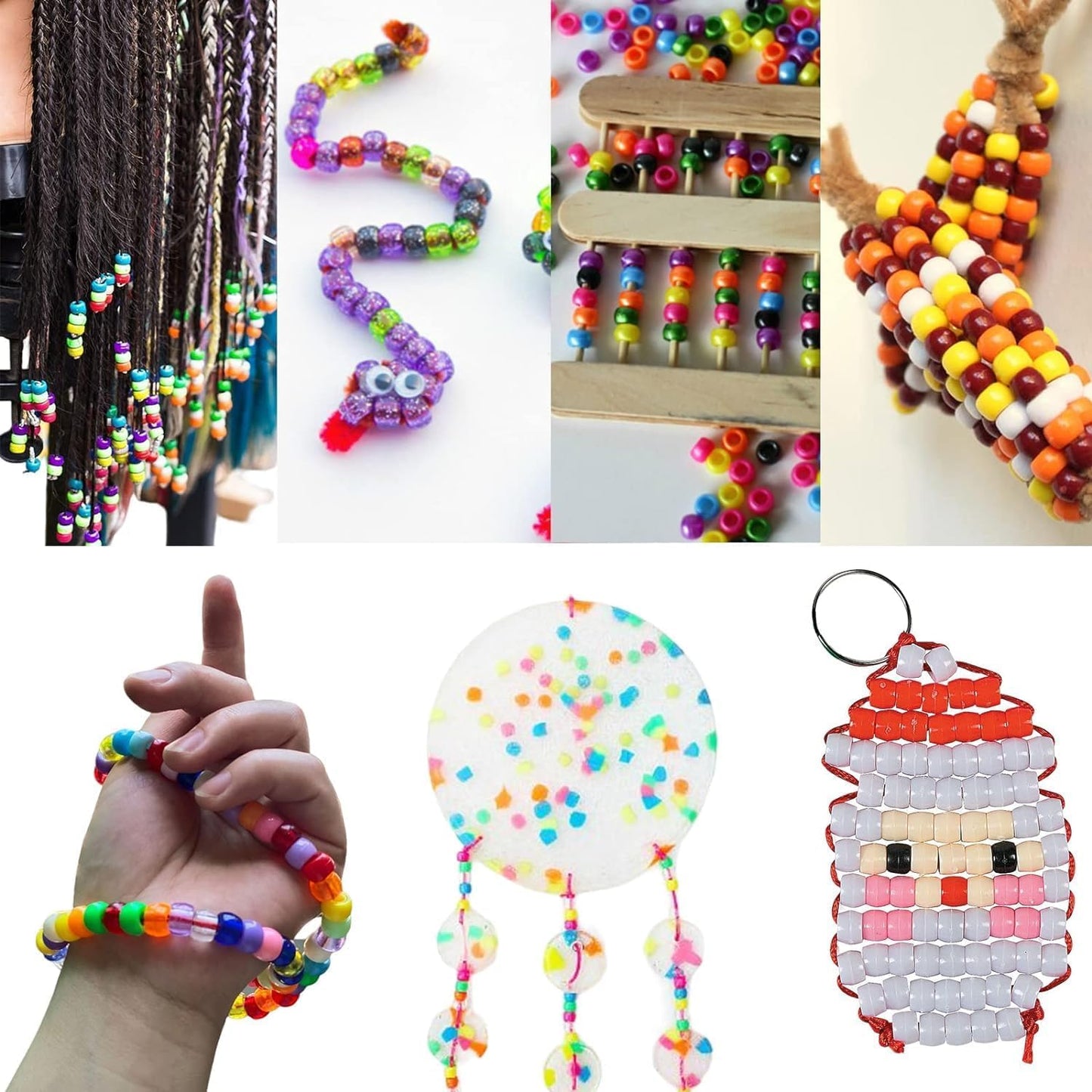 LIS HEGENSA 6300 Pcs DIY Childrens Crafts Beads Friendship Bracelet Kit, Pony Beads Letter Beads and Bracelet Making Kit, Colorful Charms, Used for Custom Necklace Bracelets and Jewelry (6300PCS)