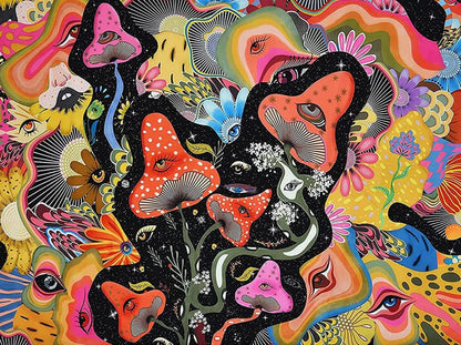 KTHOFCY 5D DIY Diamond Painting Kits for Adults Kids Trippy Mushroom Full Drill Embroidery Cross Stitch Crystal Rhinestone Paintings Pictures Arts Wall Decor Painting Dots Kits 15.7X11.8 in