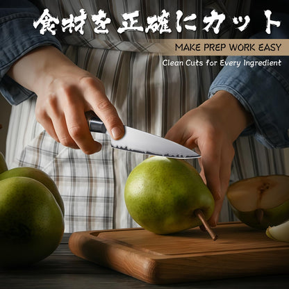 Purple Dragon Kitchen Utility Knife 5.1 Inch, Vg10 Steel Ultra Sharp Blade, Small Kitchen Fruit Paring Knife with Ergonomic Wooden Handle Christmas Gift for Men and Women