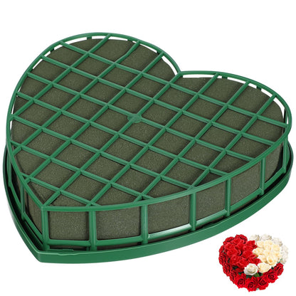 EXCEART Heart Shaped Floral Foam with 4Pcs Suction Cups, Green Wet Florist Sponge Blocks for Wedding Car Decoration, DIY Flower Arrangement Bricks for Parties & Anniversaries, Leak-Proof