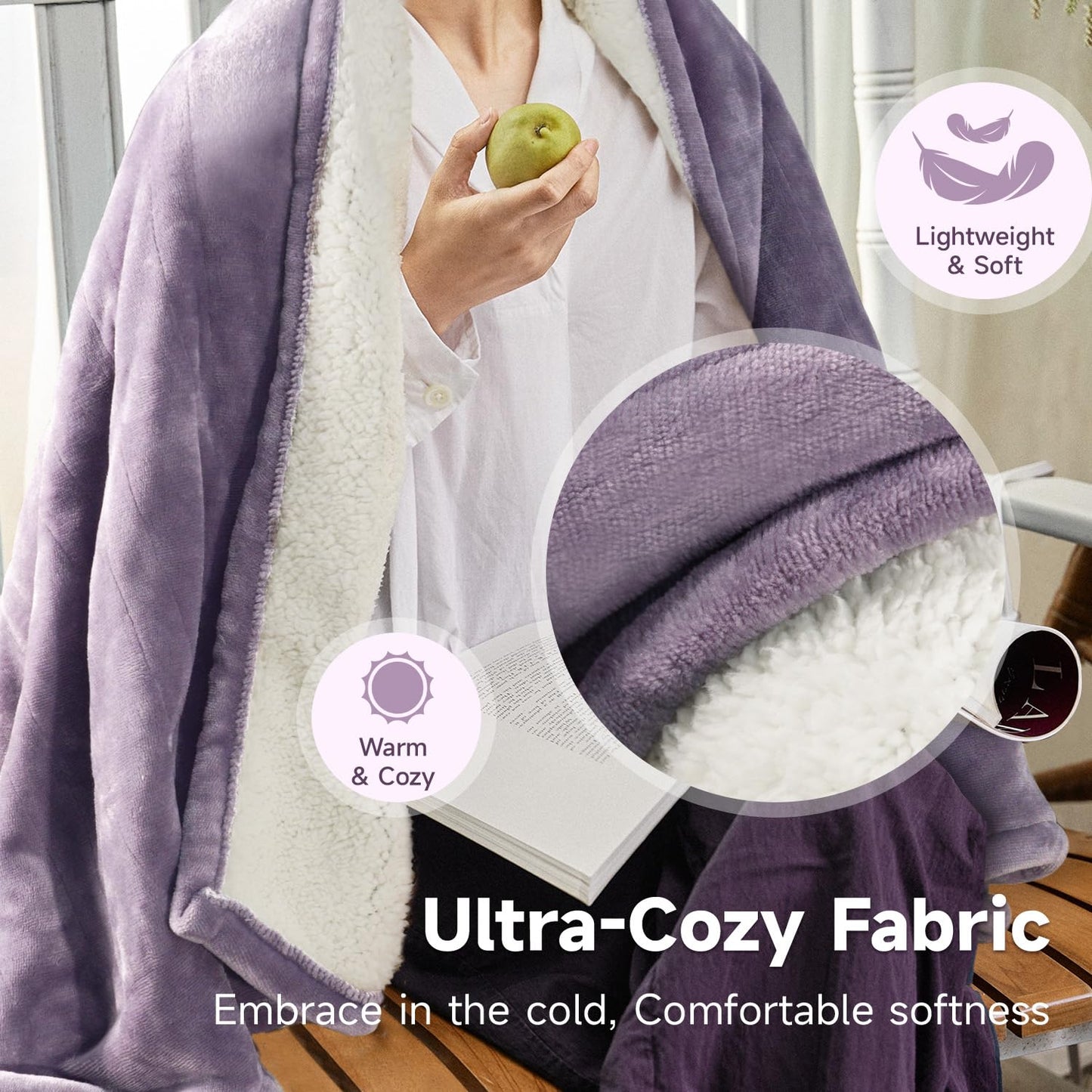 Heated Blanket Throw 50"x60", ETL & FCC Certified Electric Blanket with 3-Hour Timer Auto-Off & 5 Heating Levels, Overheat Protection, Machine Washable - Dusty Pink