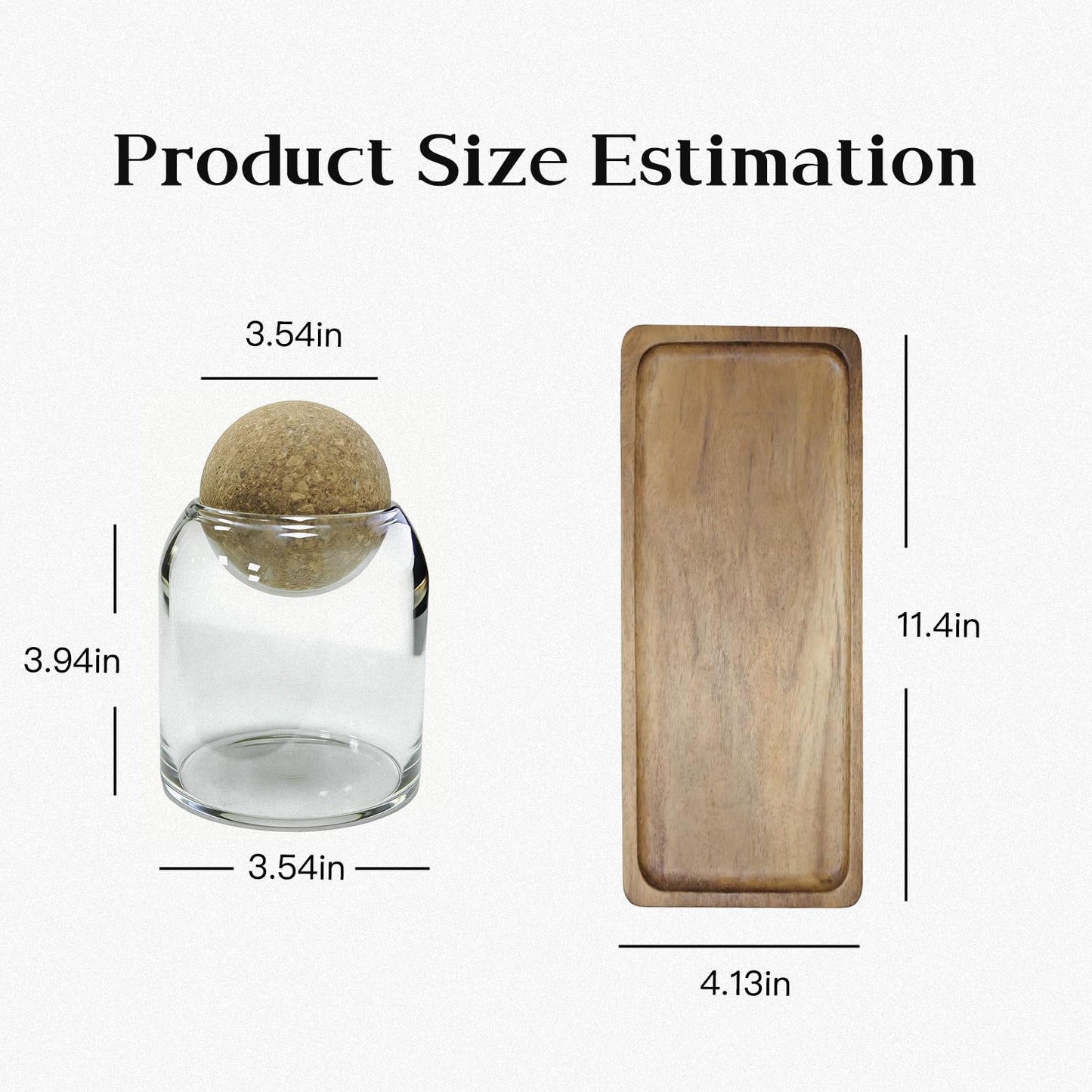 DZHPSRSZ 3 Pack Small Glass Jars with Cork Lids, Small Glass Containers with Lids & Acacia Tray, 17oz Coffee Bar Containers for Sugar Candy Tea, Bathroom Qtip Cotton Ball Holder Apothecary Jars