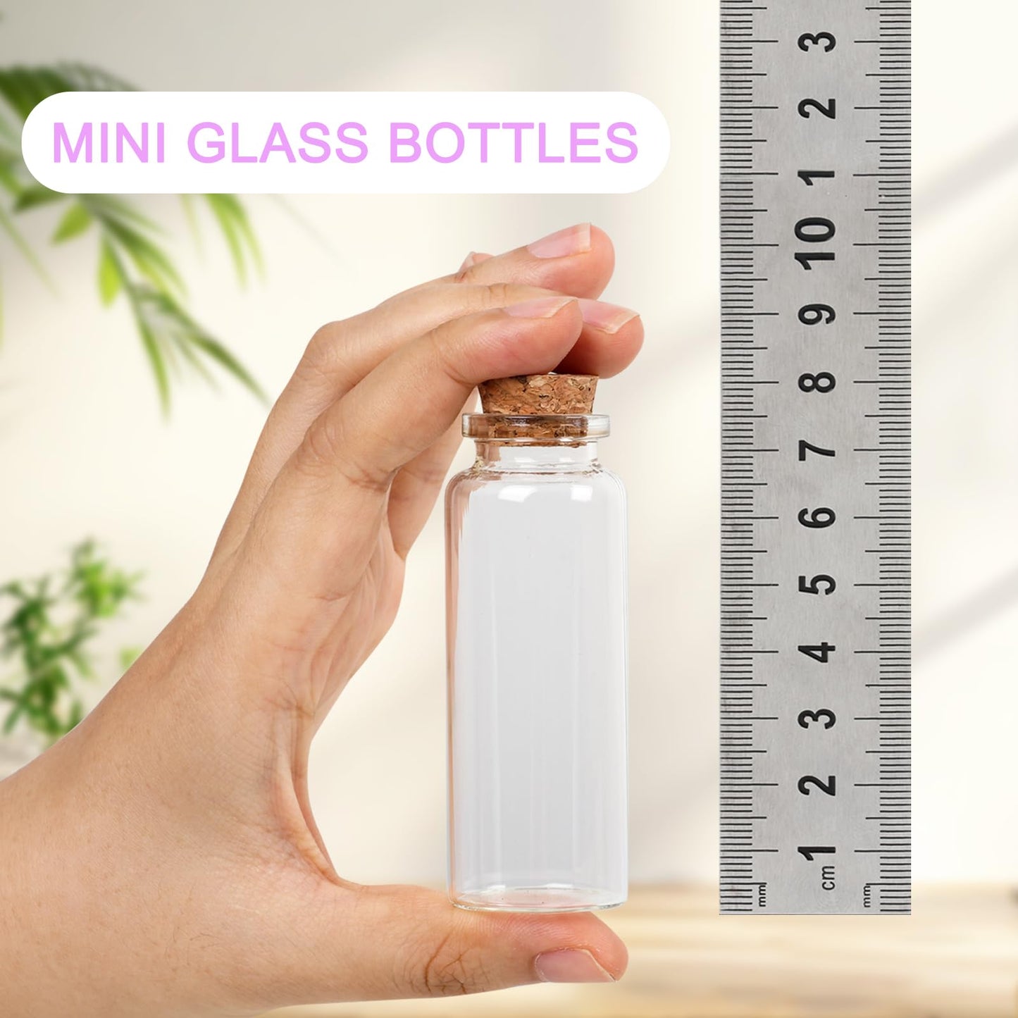 40 ml Small Glass Bottles with Cork, 32 Pack Mini Bottles with Twine & EXTRA Cork Stoppers, Small Vials with Lids, Tiny Glass Bottle, Mini Potion Bottle for Theme Party, Sand