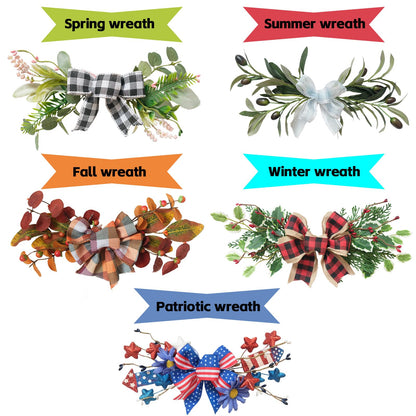 Idyllic 12 Inch Interchangeable Seasonal Welcome Sign Front Door Wreath Decor Wooden Plank with 5 Replaceable Wreaths and 12 Holiday Signs for Year Round Holiday Home Decor Front Door Fireplace