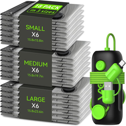 Skiennix Vacuum Bags for Travel - 18 Pack USB Electric Pump Seal Bags | Space Saver for Luggage