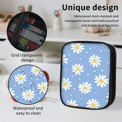 ETLKJVBL Crochet Hook & Knitting Needle Organizer Case, Small Daisy 2-Layer Travel Storage Bag for Hooks, Needles & Accessories, Empty
