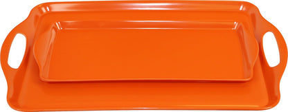 2pc Set, Calypso Basics by Reston Lloyd Melamine Tray Rectangular Serving/Ottoman Tray with Handles and Matching Small