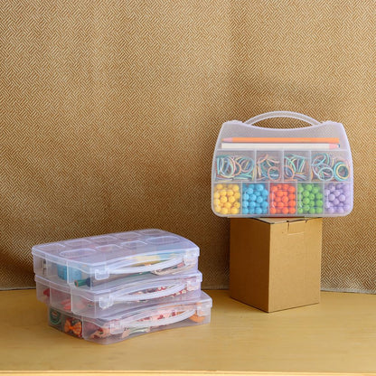 BangQiao 4 Pack Fixed 10 Grids Small Clear Plastic Storage Case with Handle, Mini Cute Organizer Box for Gift Giving, Birthday, Event, Party, Jewelry, Ornaments, Craft Supplies, DIY Accessories