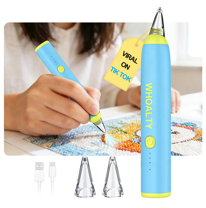 Electric Diamond Art Pen with 3-Level Vacuum Airlift Suction™ for Diamond Art Kits for Adults | No Wax Needed, Quiet & Lightweight Cordless Diamond Painting Tool for Diamond Art Accessories, Blue