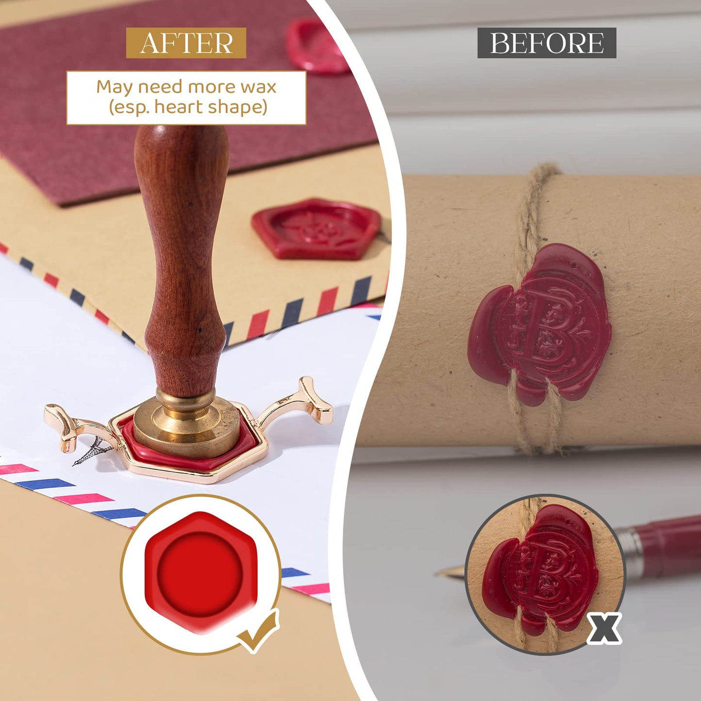 Tessco for you 12 Pcs Metal Wax Seal Mold for 1 Inch Wax Seal Stamp and Silicone Mat Kit for Gift Wrapping DIY Thank You Card Craft Wedding Invitations Envelopes Wine Packaging