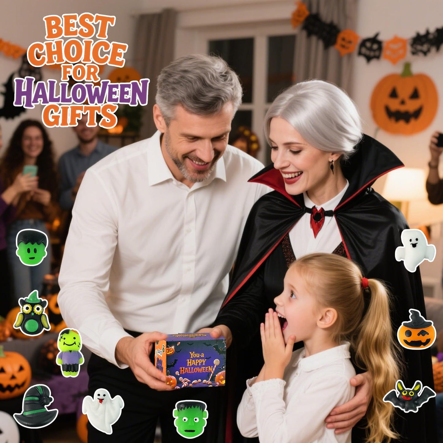 24Pack Halloween Mochi Squishy Toys,Halloween Party Favors, Halloween Classroom Gifts,Bulk Spooky Squishies Toys, Goodie Bag Basket Fillers,Halloween Treats Non Candy for Kids