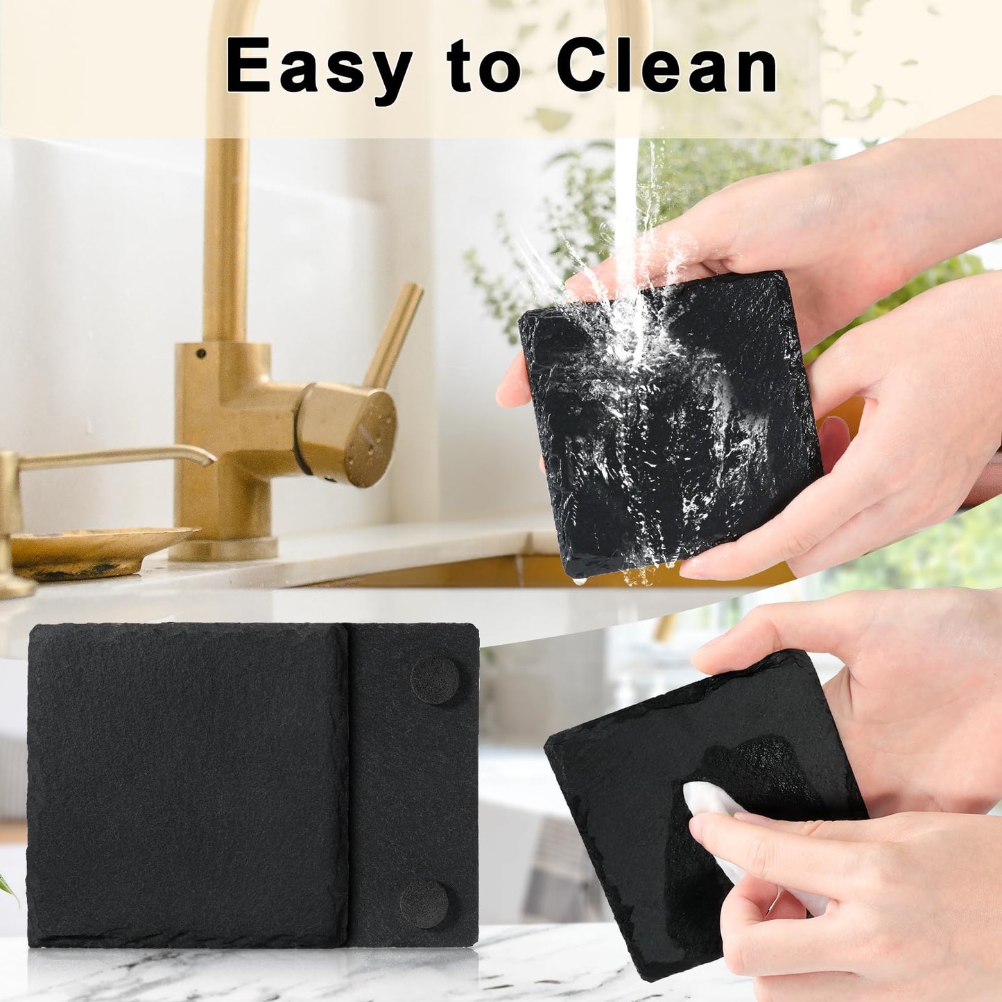 36 PCS Black Slate Stone Coasters Bulk, MAPRIAL Laser Engraving Blanks Material, 18 PCS Square, 18 PCS Round for Engraver, Drinks, DIY Project,Gifts