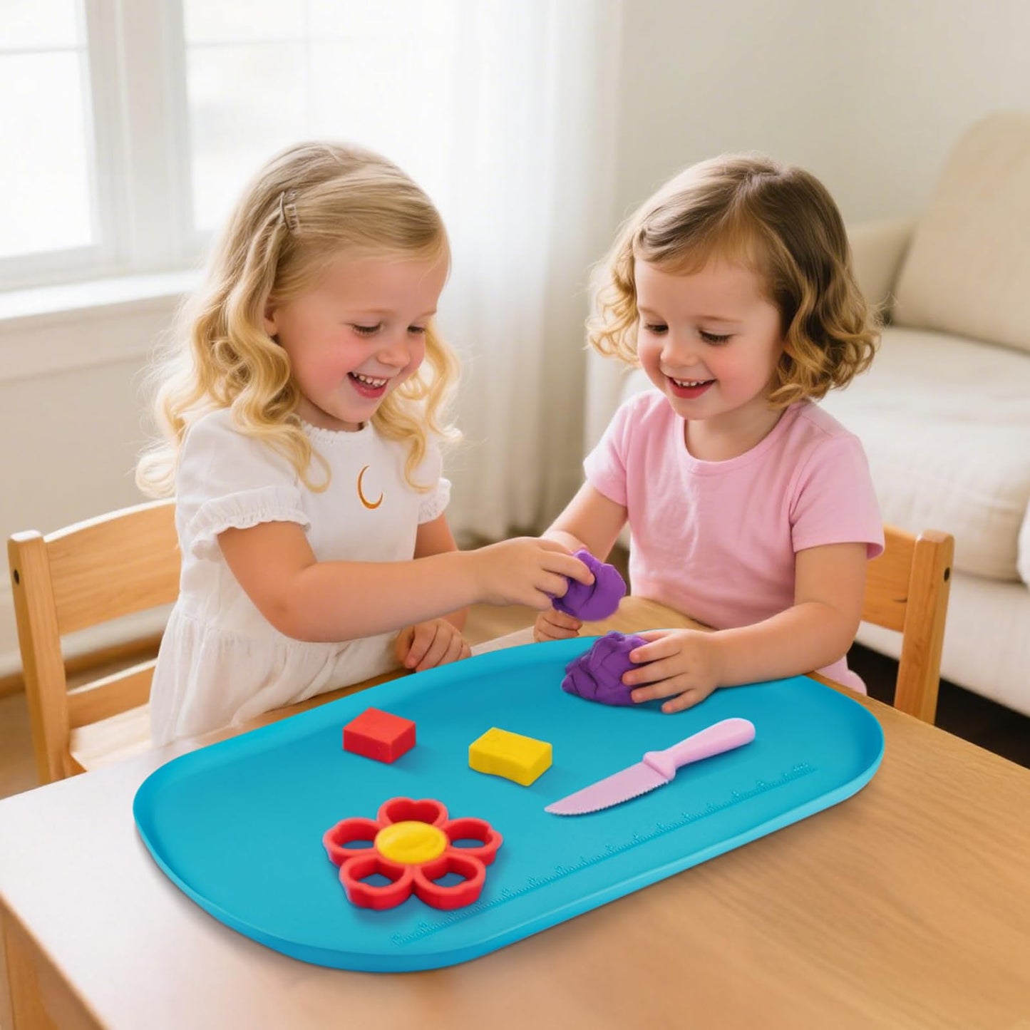 idooss Silicone Art Mats for Kids 24” x 16”, Silicone Craft Mats with Raised Edges, Paint Mat for DIY, Paint, Crafts, Clay, Jewelry-Making (Blue)