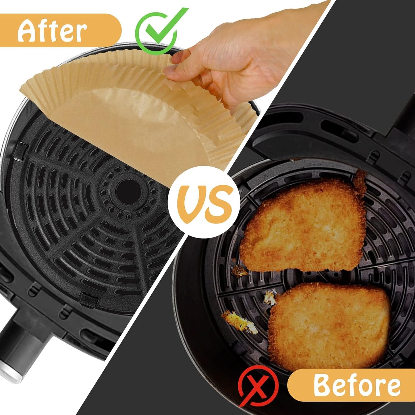 SIUDANGKA Air Fryer Liners - 125 Pcs Disposable Paper for Ninja & Most 4-8QT Air Fryers