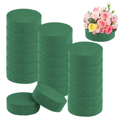 HAKZEON 20 PCS Round Floral Foam Blocks 4.7 Inch, Green Wet Dry Flower Foam for Artificial and Fresh Flower Arrangements Craft