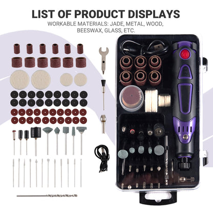 Engraving Pen Kit Rechargeable Cordless AMZNR,82 Accessories Engraving Tool for Metal,Wood,Glass,Plastic, Stone - Etching Pen - Mini Small Tool for Artisan Crafts Hand Engraver Tools Electric Carving