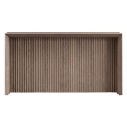 Henn&Hart 56" Fluted Wooden Rectangular Console Table Ribbed Entryway Table, Sofa Table for Entryway, Living Room, Couch, Hallway, or Office, Weathered Gray