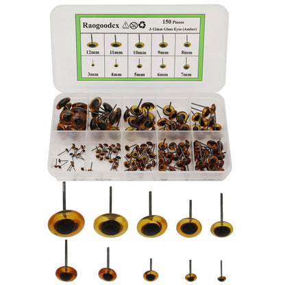 150Pcs Needle Felting Eyes mini Glass Amber Eyes Kits for Teddy Puppets Dolls Wool Felting Crafts
