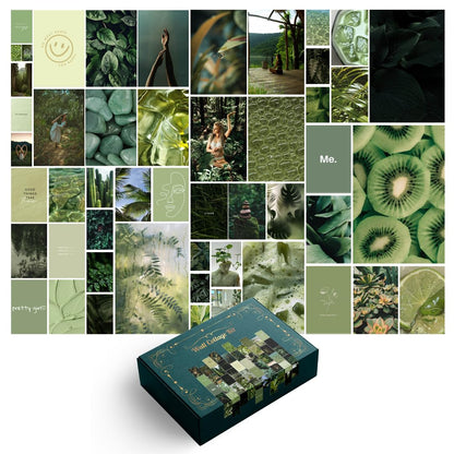 TruPeak 50 pcs Green Wall Collage Kit - Nature-Inspired Green Wall Decor with Aesthetic Pictures. Ideal Room Decor Aesthetic for Teen Girls. Photo Wall Collage Kit for Teens