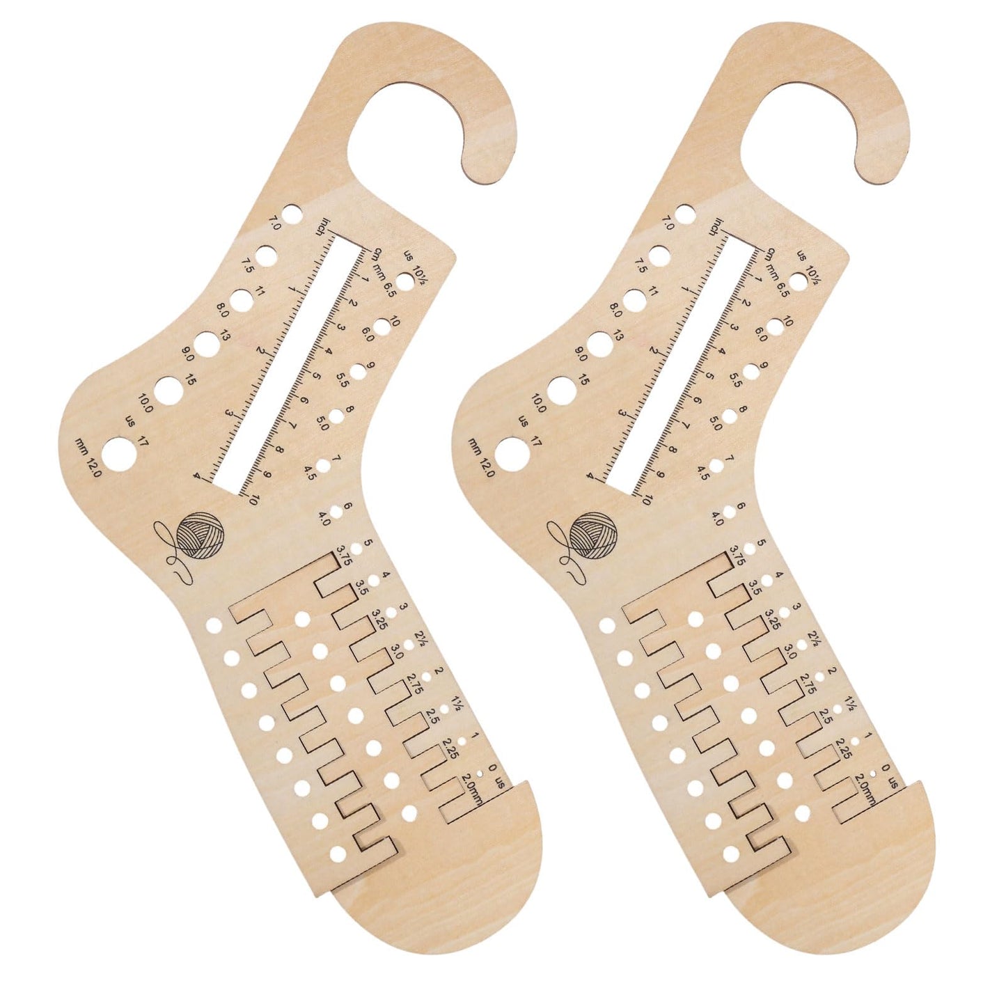 FREEBLOSS 2Pcs Adjustable Sock Blockers 2 Sizes Wood Sock Shaper for Knitting Crochet Knit Sock Ruler Tool for Beginners 31x21cm/12.2x8.3inch