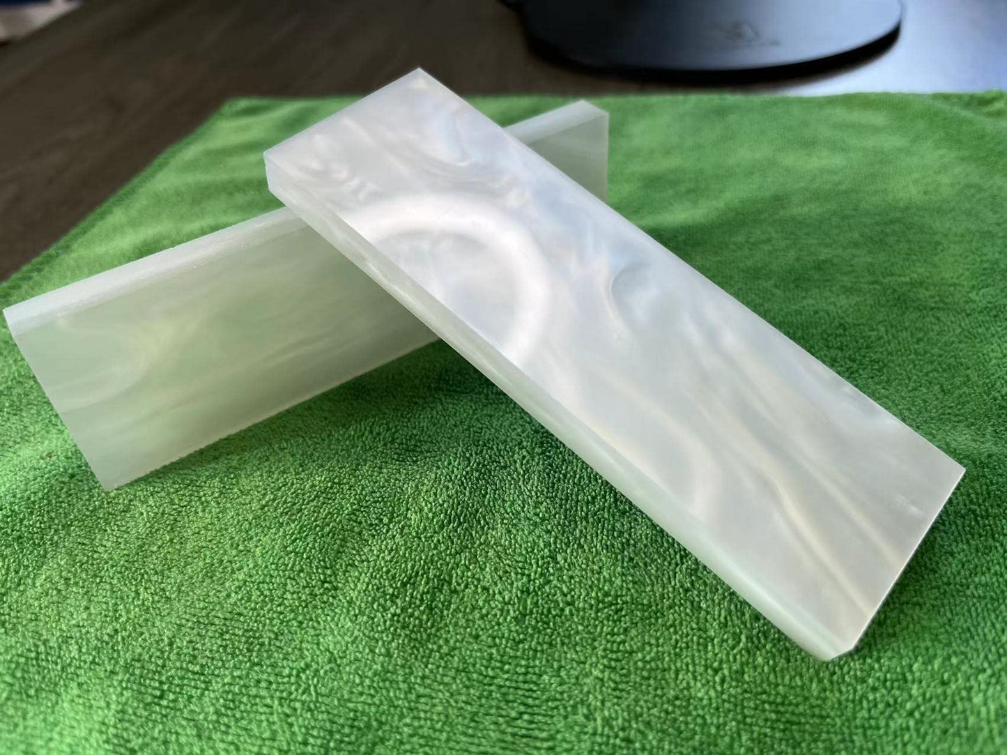 YEEYOUNG White Pearl Resin Acrylic Epoxy Resin Material Scales Blanks For Knife Handle Pistol Grips Shell Plate High Gloss Blank Slabs DIY Tool - 2/Pack
