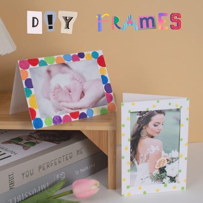 Litpoetic 50 Count Photo Frame Cards with Envelopes 4x6 Paper Picture Frame Notecards Photo Card Holder and Envelopes Set for Mother's Day Father's Day Graudation Wedding Birthday Classroom DIY-White