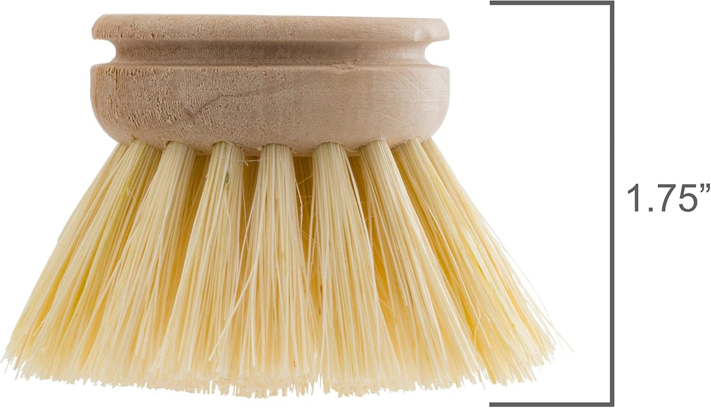 1-5/8-inch, Set 2, 100% REDECKER Replacement Head for Dish Brush, of Natural Tampico Fiber and Untreated Beechwood