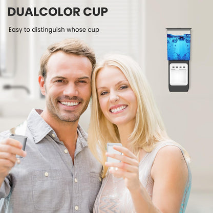 WOVAZUS Auto-Mouthwash Dispenser for Bathroom - 700mL Rechargeable Wall-Mounted with 2 Magnetic Cups, 3 Smart Levels, No-Drill Installation for Kids & Adults (12-Month Battery)