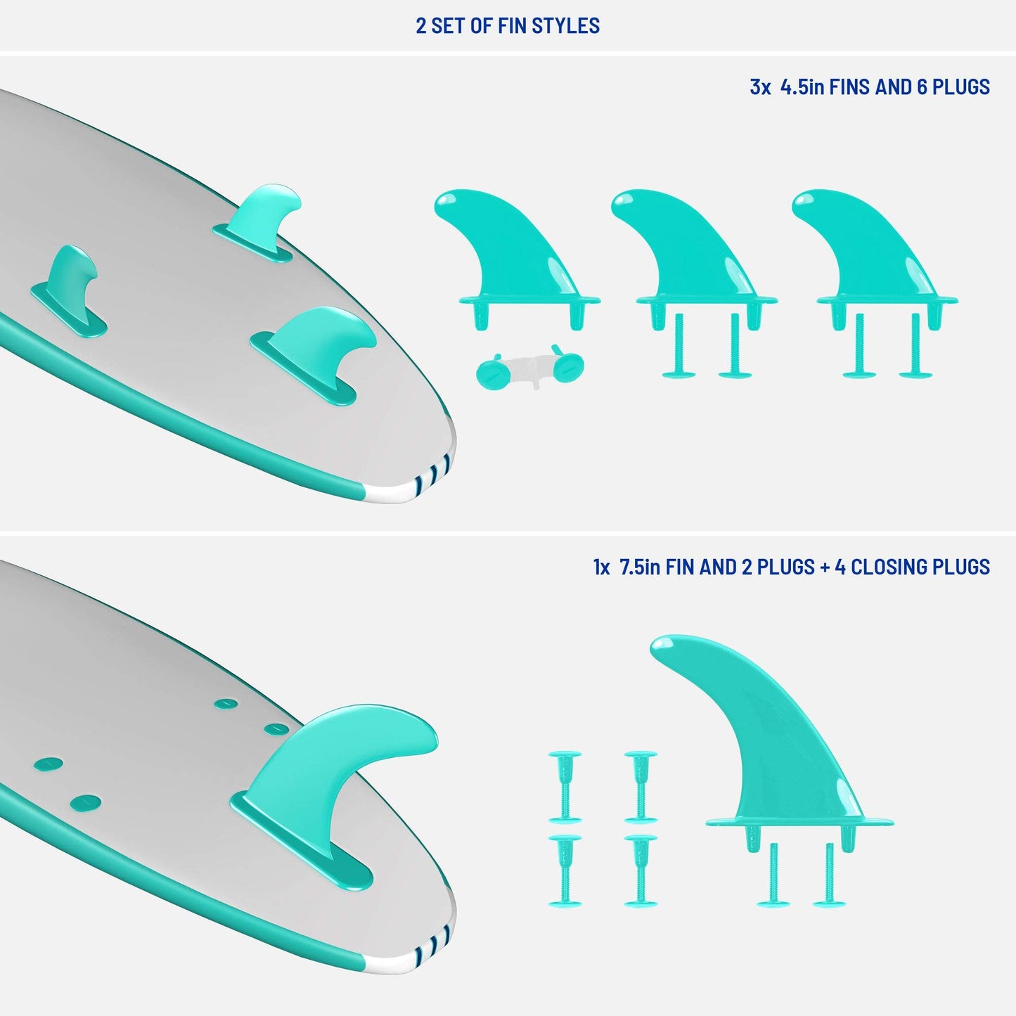 WAVESTORM 8ft Premium Classic Longboard Surfboard (Retro Turquoise)