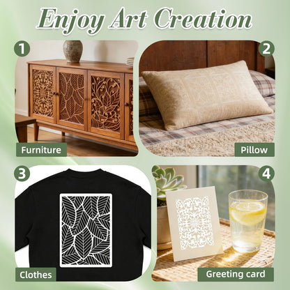 Texture Stencils for Crafts Reusable DIY Furniture Decor Art Painting Stencil 12Pcs Kit for Wood Embroidery Wall Silk Screen Journaling(11.8X7.8 Inch)