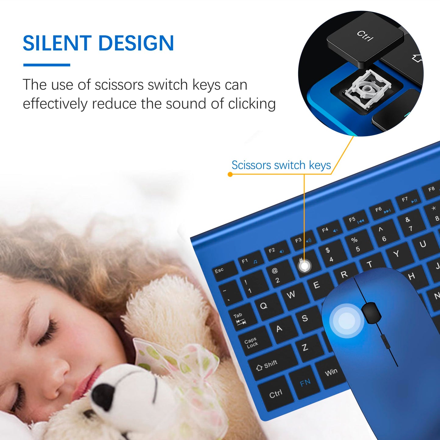 Wireless Keyboard and Mouse Ultra Slim Combo, TopMate 2.4G Silent Compact USB 2400DPI Mouse and Scissor Switch Keyboard Set with Cover, Batteries Included, for PC/Laptop/Windows/Mac - Gray Black