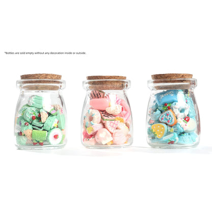 Magic Season Decorative Glass Bottle with Cork Stopper (3.3 oz Pudding Bottles / 6 Pcs)