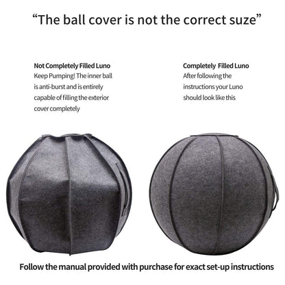 XGYLVFEI 65cm Sitting Ball Chair for Office, Dormitory and Home, Pilates Exercise Yoga Ball with Cover, Lightweight Self-Standing Ergonomic Posture Activated Exercise Ball with Handle