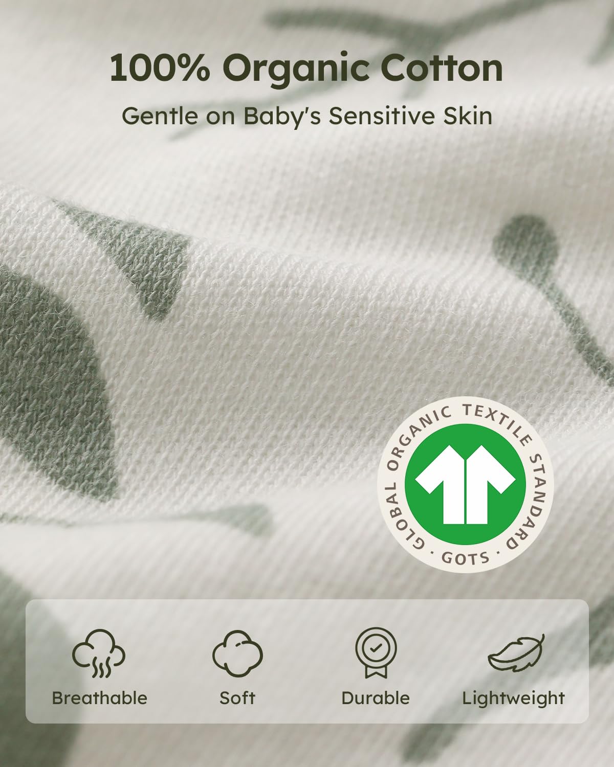 Yoofoss Baby Sleep Sack - 100% Organic Cotton Wearable Blanket | 2-Way Zipper, 0.5 TOG, 3 Pack for 12-18 Months