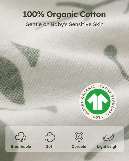 Yoofoss Baby Sleep Sack - 100% Organic Cotton Wearable Blanket | 2-Way Zipper, 0.5 TOG, 3 Pack for 12-18 Months