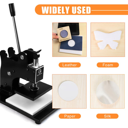 Leather Cutting Machine 1 Ton,12x9cm Die Cutter Stamping Machine Embossing Plate Manual Die Cutter Hand Press Mold Cutter Leather Die Cut Leathercraft Cutting Machine DIY Tool for Various of Materials