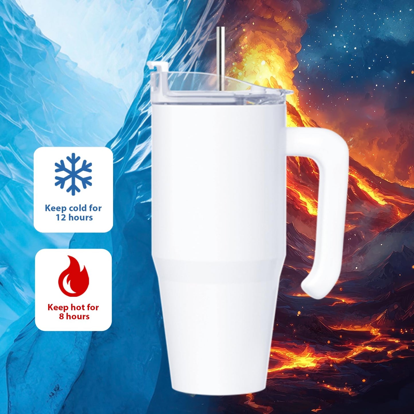 ZREGGUR 1pcs 20oz Sublimation Tumbler with Handle,Stainless Steel Tumbler with Lid and Straw &Brush Double Wall Vacuum Reusable Sports Water Bottle with Handle Travel Coffee Mug