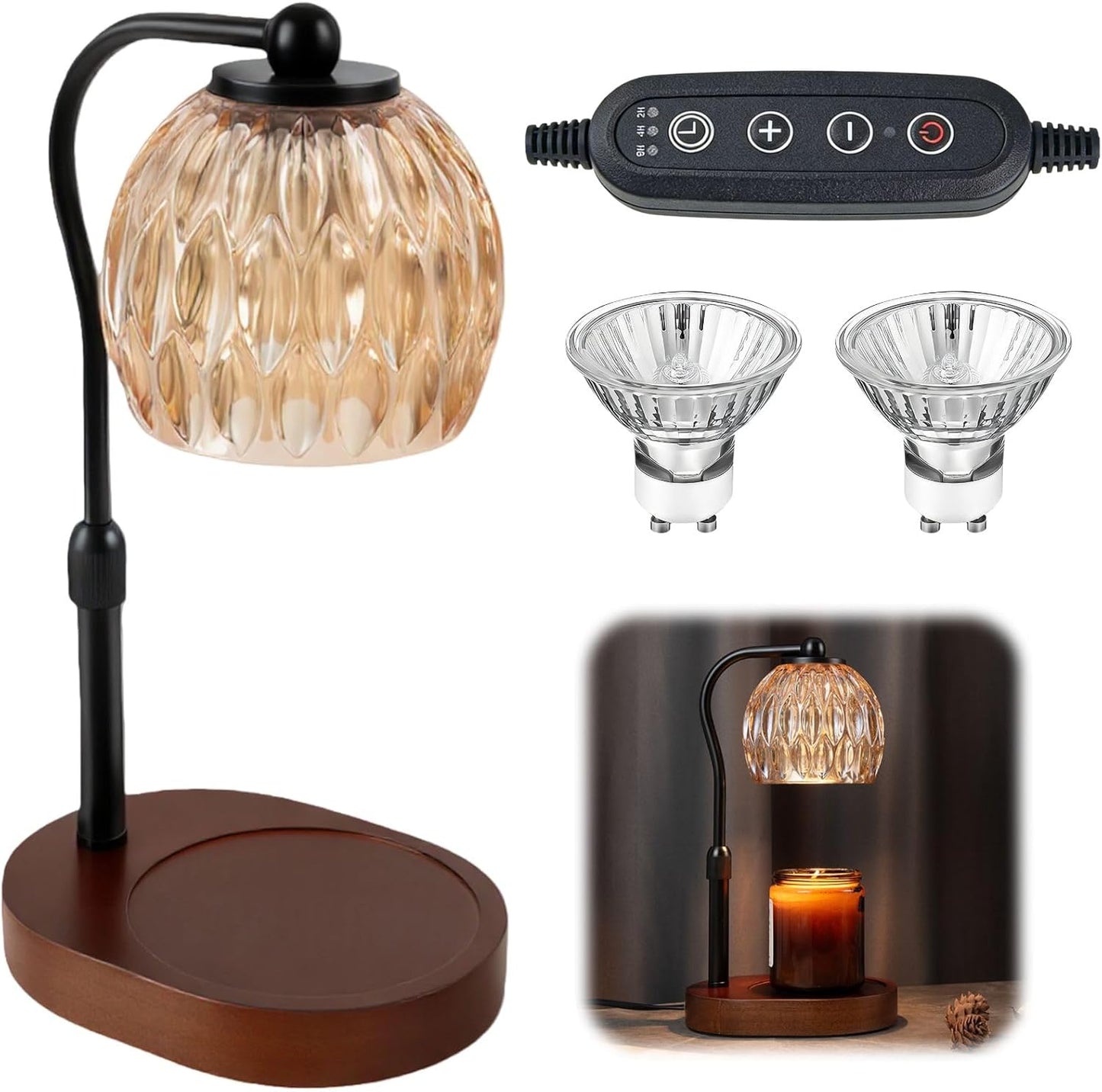 SunnySam Dimmer, Gifts(2 Bulbs) Candle Warmer Lamp with Timer & Wax Melt Warmer for Jar Candles,Home Decor Desk Lamp