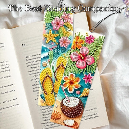12 Pcs Diamonds Painting Bookmarks Diamond Art Kits for Adults DIY Full Round Gem Crystal Art Bookmarks with Pendant Home Office Supplies for Reading Lovers