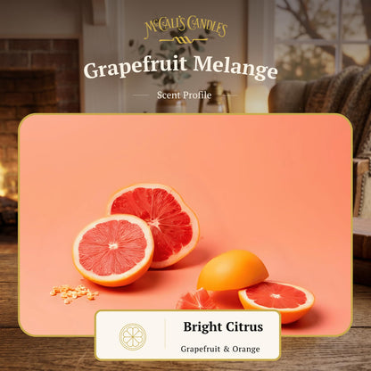 McCall’s Candles | Grapefruit Mélange | 26 oz Scented Candle | USA-Poured | Vintage Rustic Jar with Carrying Handle | Bright Citrus Medley Fragrance