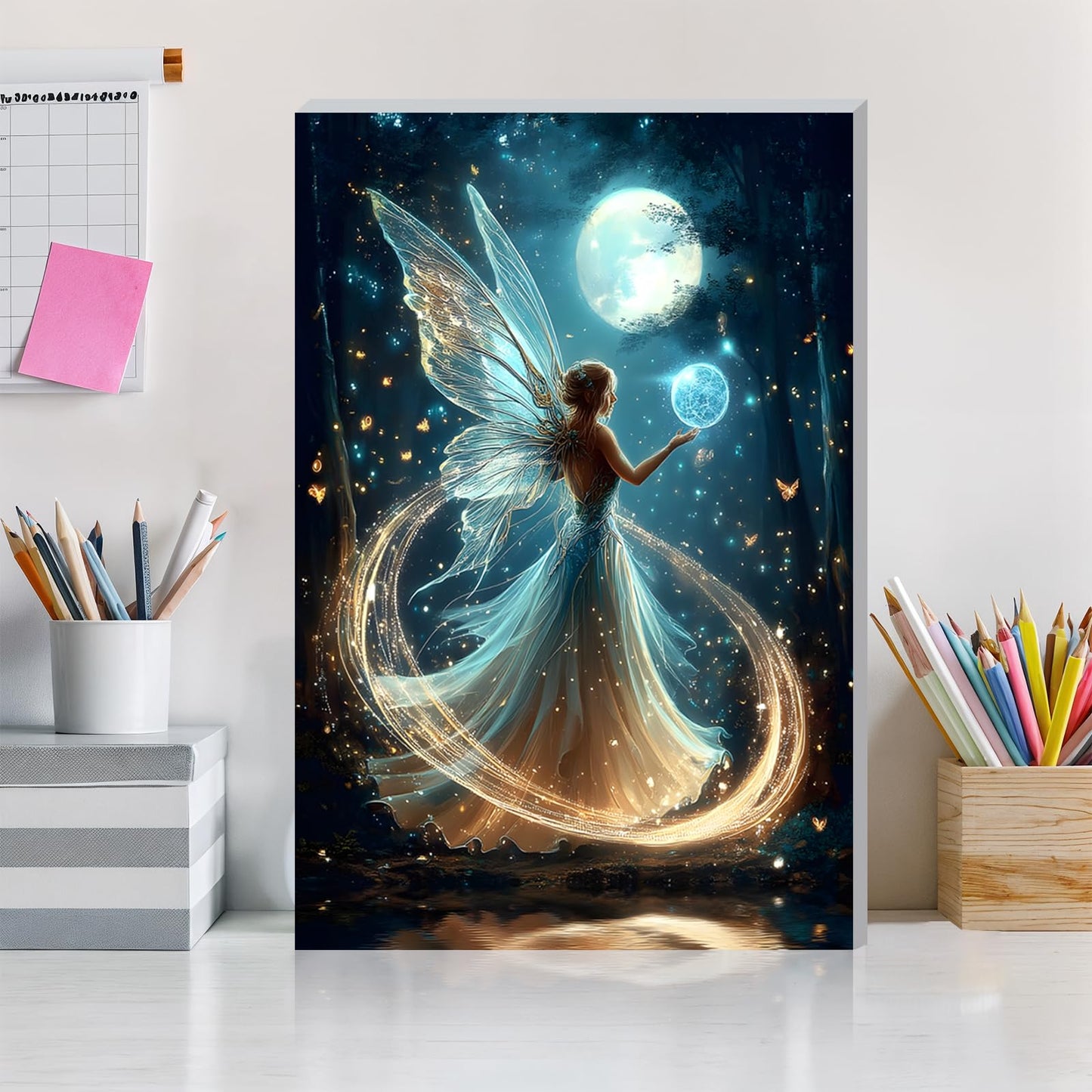 DOMROM Framed Paint by Numbers Kit for Adults, Fairy DIY Paint by Number Kits on Canvas, Easy Canvas Painting by Numbers for Home Wall Decoration Gift 8x12 Inch