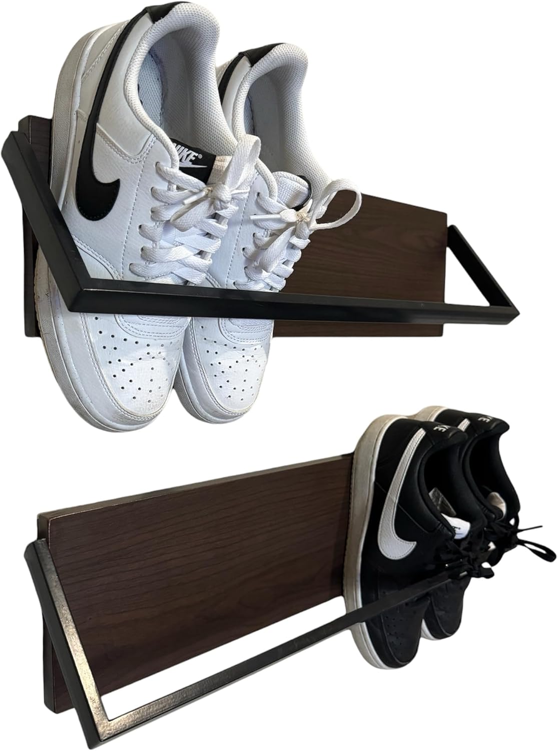 Set of 2 Wall Shoe Rack - Space Saving Wall Mounted Shoe Organizer - Durable Shoe Holder for Small Spaces - Wall Shelf