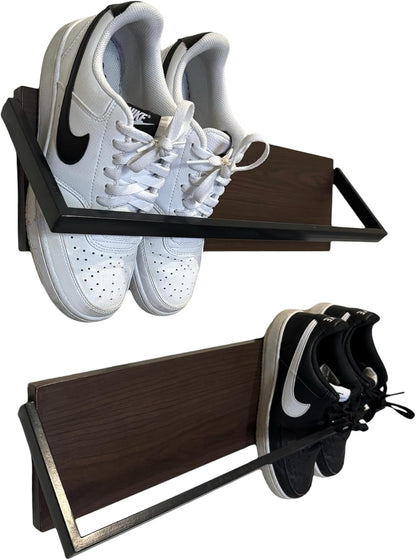 Set of 2 Wall Shoe Rack - Space Saving Wall Mounted Shoe Organizer - Durable Shoe Holder for Small Spaces - Wall Shelf